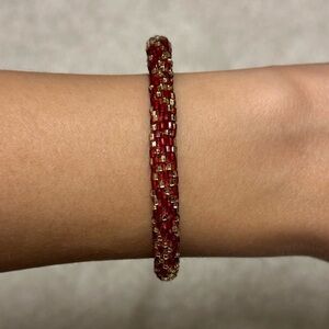 Lily & Laura Red + Gold Beaded Bracelet